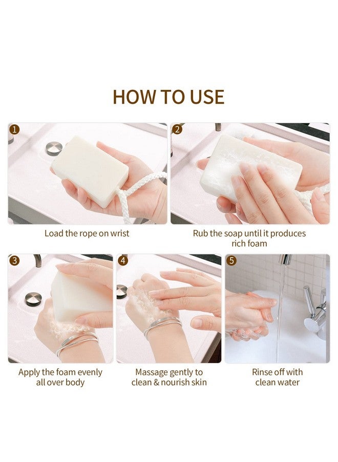 LIARTY 4pcs Soap on a Rope, Natural Bar Soap for Women Men, Bath Soaps Bulk for Face, Hand, Body Care, Easy to Hang, Shower, Home, Travel, Each 7.05 Oz - Image 5