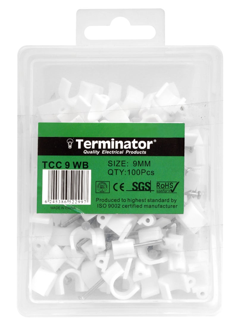 Terminator Elec Cable Clip 9mm 100Pcs/Box TCC 9WB Terminator 