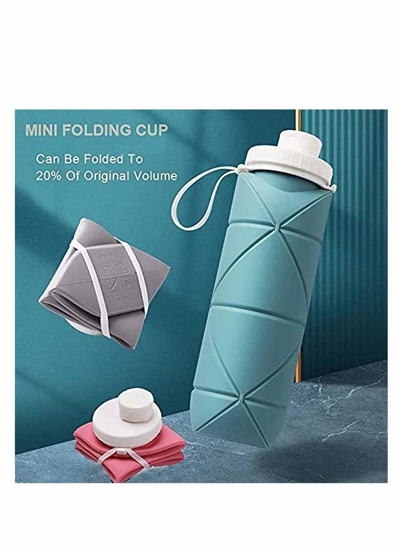 Y&D Collapsible Sports Water Bottles Leakproof Valve BPA Free Silicone Foldable Bottle for Gym Camping Lightweight Travel Durable 20oz - Image 4