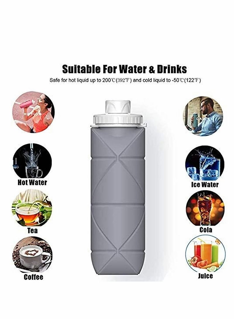 Y&D Collapsible Sports Water Bottles Leakproof Valve BPA Free Silicone Foldable Bottle for Gym Camping Lightweight Travel Durable 20oz - Image 5