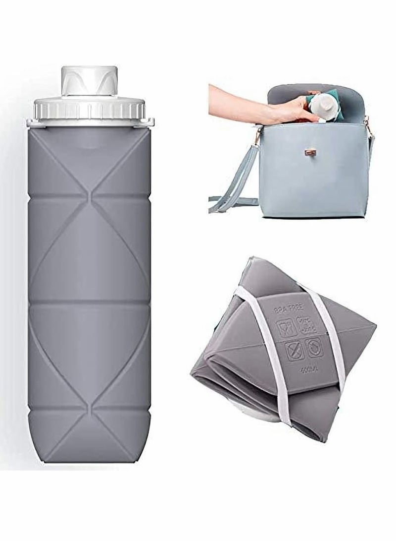 Y&D Collapsible Sports Water Bottles Leakproof Valve BPA Free Silicone Foldable Bottle for Gym Camping Lightweight Travel Durable 20oz - Image 1