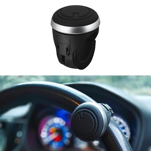 ENHANCIO Universal Car Steering Wheel Knob, 360° Rotation Spinner, Silicone Grip, Streamlined Design - Black - Image 2