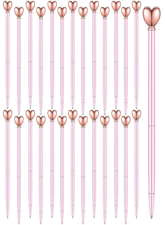 Cptoion 24 Pack Heart Shaped Ballpoint Pens, 1.0 mm Black Ink, Retractable, Decorative Heart Pens for Valentine's Day, Bridal Shower, Wedding Party Favors, Cute Gifts for Women (Pink) - Image 1