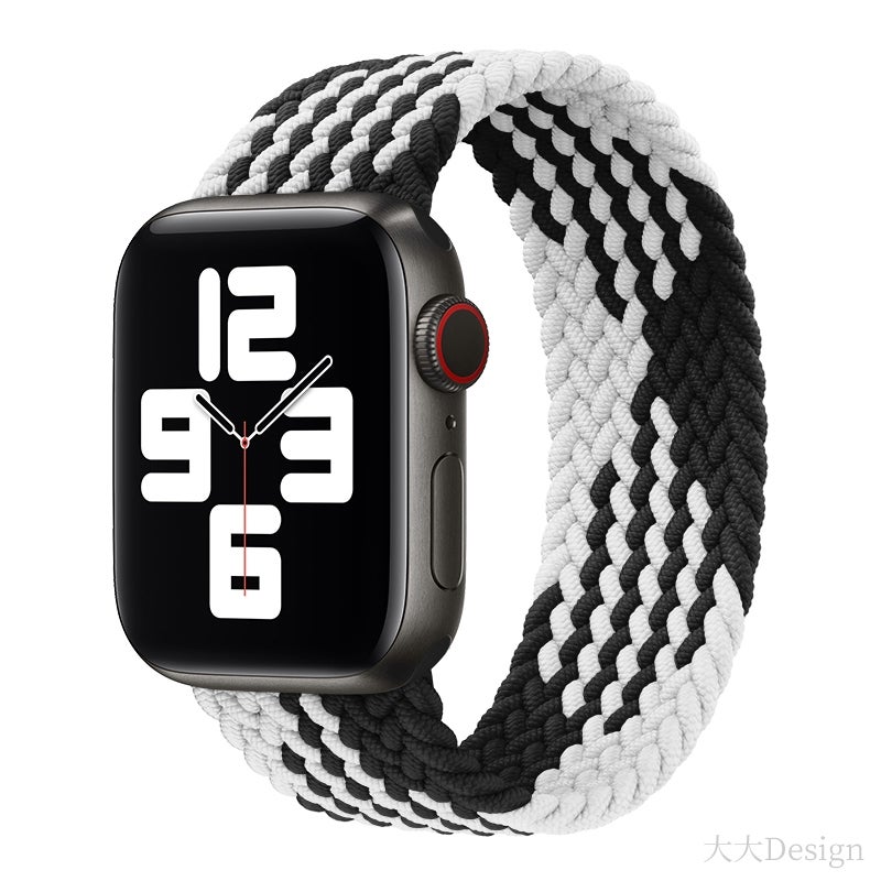 إيروريكس سوار ساعة نايلون مضفر بدورة واحدة لساعة Apple Watch Ultra 49 مم وWatch Ultra 2 49 مم / Series 9 و8 و7 45 مم / Se 3 وSe 2 و6 وSe و5 و4 44 مم / 3 و2 و1 42 مم، الطول: 165 مم (Z أسود أبيض) - Image 1