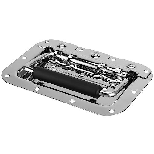 JAPCHET 8 Pack 4.2 x 6.3 in Heavy Duty Recessed Handles, Silver Spring Loaded Recessed Handle with Grip Recessed Pull Handle for Toolbox and Barn Door - Image 5