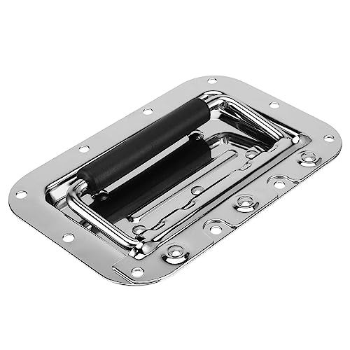 JAPCHET 8 Pack 4.2 x 6.3 in Heavy Duty Recessed Handles, Silver Spring Loaded Recessed Handle with Grip Recessed Pull Handle for Toolbox and Barn Door - Image 3