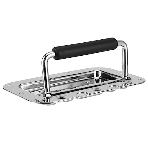 JAPCHET 8 Pack 4.2 x 6.3 in Heavy Duty Recessed Handles, Silver Spring Loaded Recessed Handle with Grip Recessed Pull Handle for Toolbox and Barn Door - Image 4