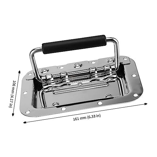 JAPCHET 8 Pack 4.2 x 6.3 in Heavy Duty Recessed Handles, Silver Spring Loaded Recessed Handle with Grip Recessed Pull Handle for Toolbox and Barn Door - Image 2