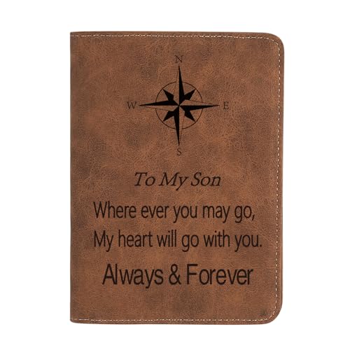 THTCSQ To My Son Gifts Leather Passport Holder for Men Personalized Engraved Passport HolderBirthday Christmas Gifts Where ever you Son - Image 1