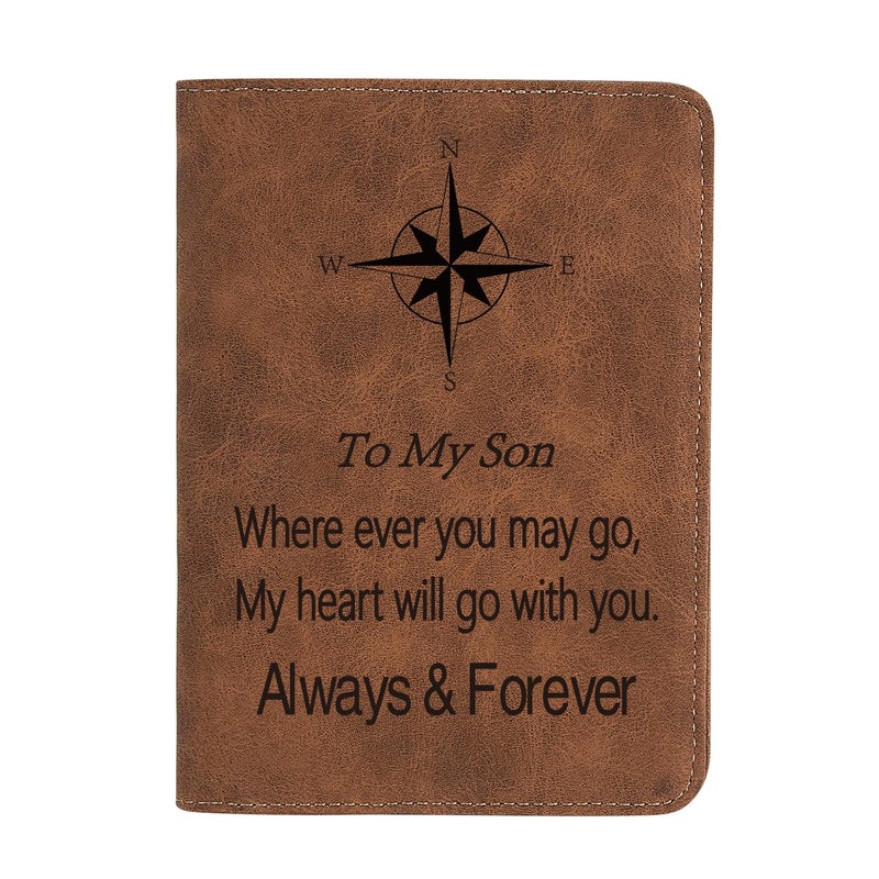 THTCSQ To My Son Gifts Leather Passport Holder for Men Personalized Engraved Passport HolderBirthday Christmas Gifts Where ever you Son - Image 2