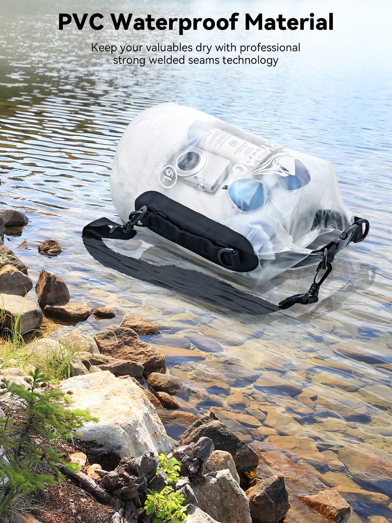HEETA Dry Bag Waterproof for Women Men, Roll Top Lightweight Dry Storage Bag Backpack with Phone Case for Travel Swimming Boating Kayaking Paddle Board Camping Beach Accessories (White, 5L) - Image 3