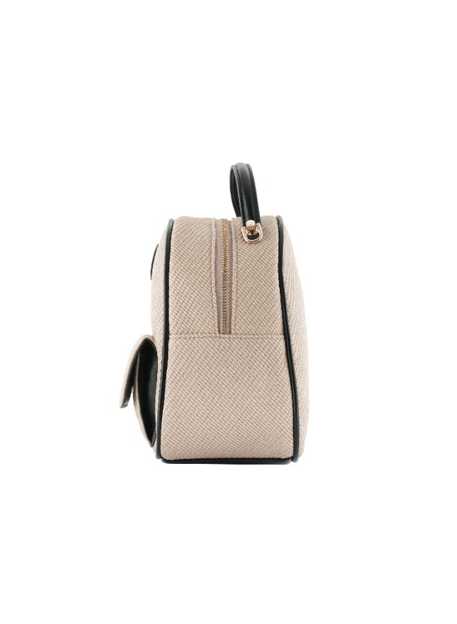 Foska Women's Mini Backpack & Crossbody Bag - Canvas Fabric - Beige - 16x21 cm - Image 3