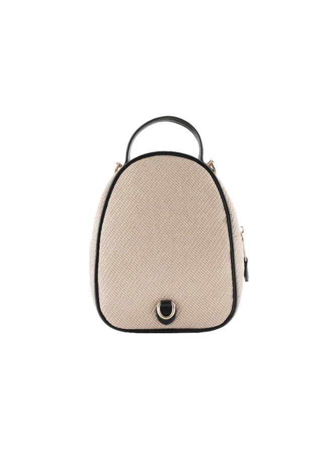 Foska Women's Mini Backpack & Crossbody Bag - Canvas Fabric - Beige - 16x21 cm - Image 4