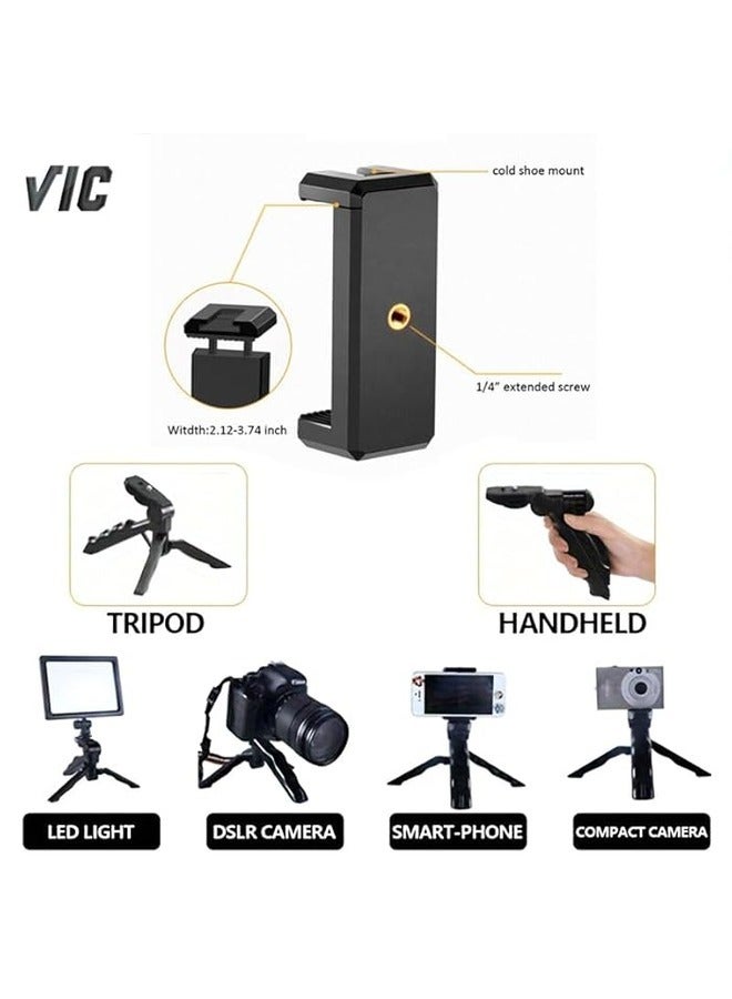 Universal Modular Video Rig Kit for iPhone,Smartphones,Action Cameras-Complete Journalist Kit Remote control,Tripod,Gun Microphone,2*LED Lights - Image 2