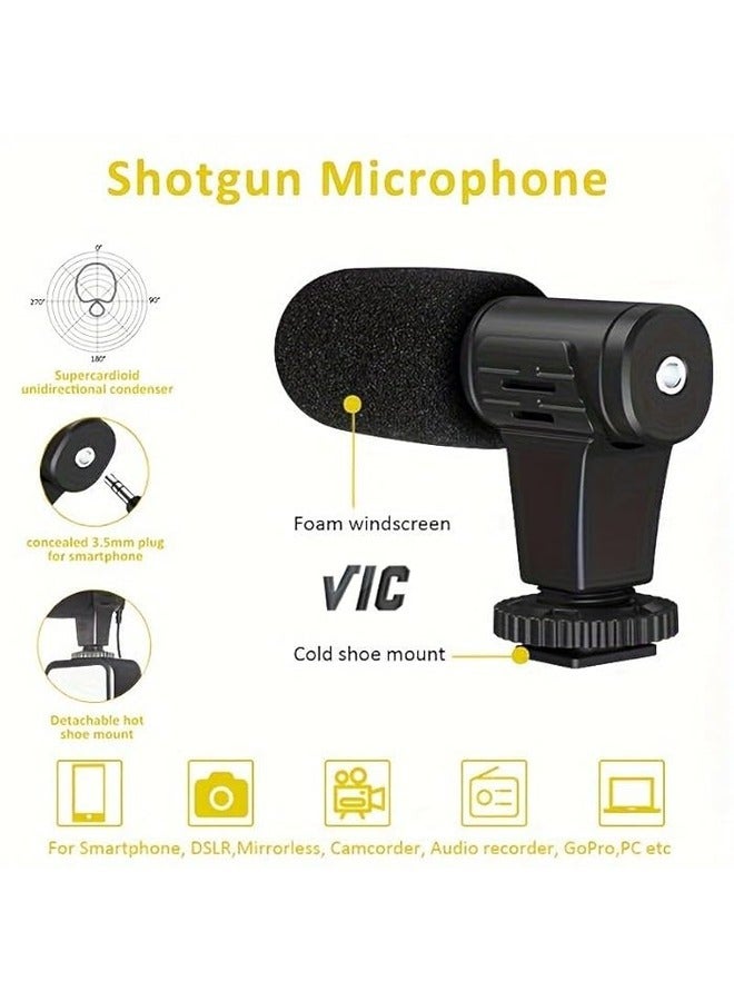 Universal Modular Video Rig Kit for iPhone,Smartphones,Action Cameras-Complete Journalist Kit Remote control,Tripod,Gun Microphone,2*LED Lights - Image 4