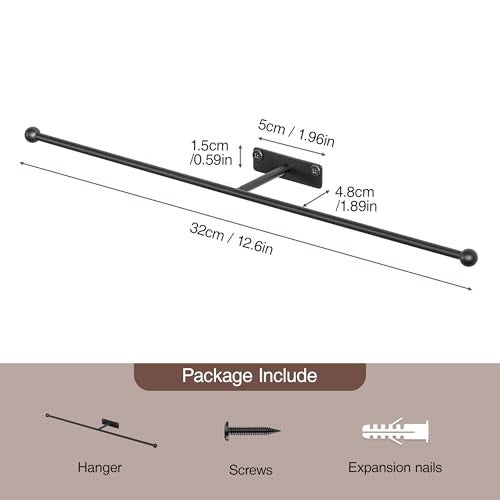 Josmimic Wall Hanging Jewelry Organizer: 12.6'' Necklace Holder for Earring, Bracelet, Rings, Hairband, Glasses, Black 2-Pack, Screws Included - Image 3