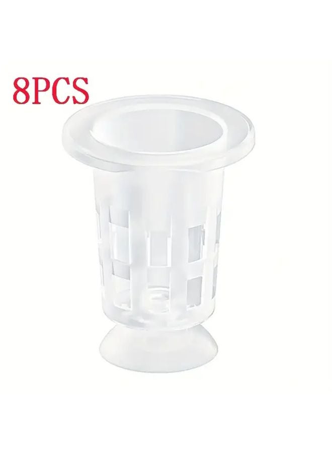 8pcs Transparent PP Aquarium Plant Cups With Strong Suction Base For Fish Tank - Image 1