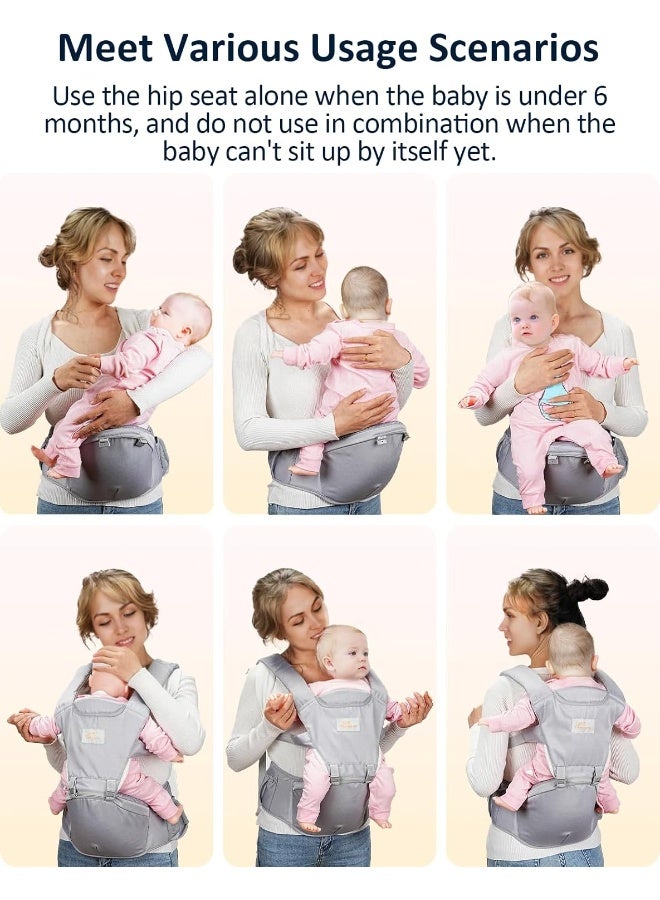 Mumgaroo Baby Carrier Newborn to Toddler, 6-in-1 Front and Back Baby Hip Carrier One Size Fits All Adjustable Toddler Carrier Hip Carrier for Baby with Hip Seat Adapt to Newborn, Infant & Toddler - Image 4