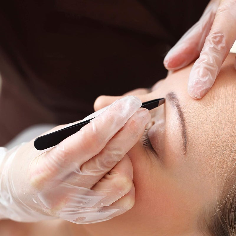 TRIXES ملاقط حواجب TRIXES احترافية بزاوية مائلة لإزالة الشعر من الوجه دقة في إزالة الشعر للرجال والنساء من الفولاذ المقاوم للصدأ باللون الأسود غير اللامع لإزالة شعر الذقن والشفتين والحواجب - Image 5