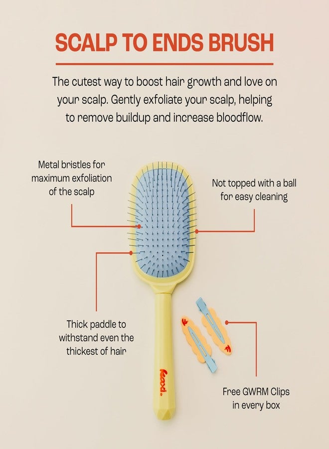 Kaxi Metal Bristle Scalp to Ends Hair Brush, Includes FREE set of GRWM Clips - Image 2