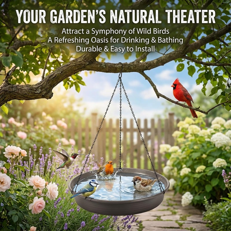 CARGEN Hanging Bird Bath Bird Feeder - Bird Bath for Outside Outdoors Hanging with Tray Bowl Water Feeder, Garden Bird Bath 2-in-1 Bird Feeder Bath, Durable PP Bird Bath Bowl for Garden Patio Backyard Decor - Image 3