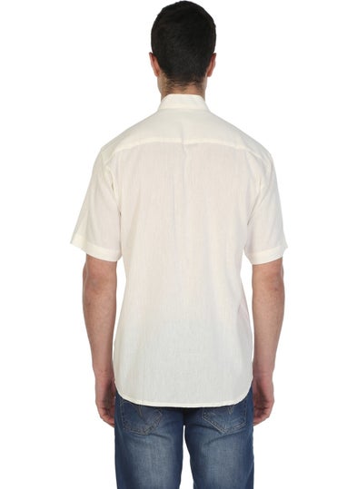 Eliş Şile Bezi Eliş Şile Diaper Large Size Short Sleeve Şile Diaper Large Collar Men's Shirt Cream  - Image 2