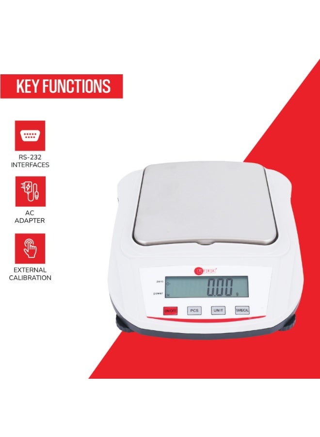 AFRA AFQS-AS60001LC Precision Scale 600g Capacity With 0.01g Accuracy | Large 125x160mm Platform | Jewelry, Gold & Silver Weighing Machine - Image 5