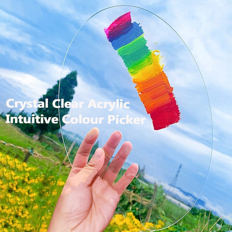 URBAN BOX Acrylic Paint Palette with Thumb Hole and Protective Brown Paper,Clear Oval-Shaped Non-Stick Acrylic Oil Paint Mixing Tray for Watercolor Craft DIY Art Pack of 1 (Small (25cm x 15cm)) - Image 4