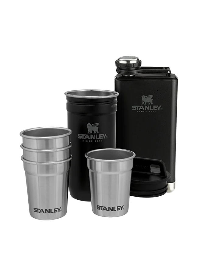 ستانلي Stanley Adventure Pre-Party Shot Glass + Flask Set Matte Black â€“ BPA FREE Stainless Steel| Stainless Steel Flask | Gift set | Dishwasher Safe | Lifetime Warranty