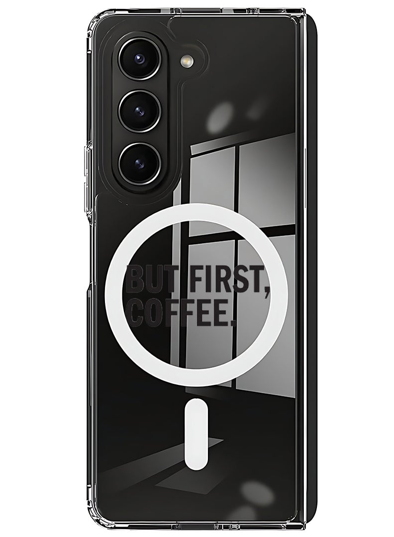 Theodor Magnetic Case for Samsung Galaxy Z Fold 6 Compatible with MagSafe Wireless Charging, Shockproof Phone Bumper Cover Coffee First - Image 1