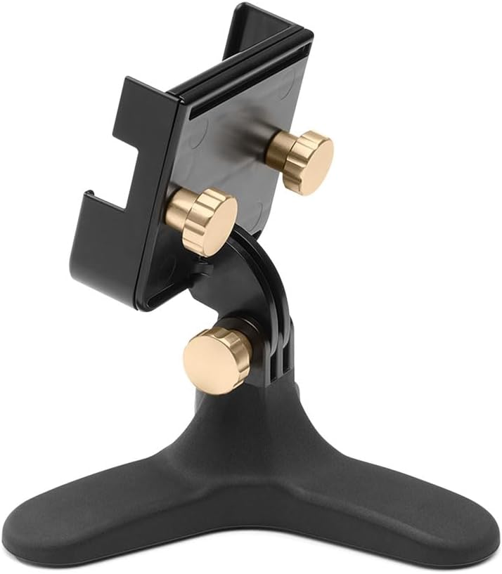 WeatherTech DeskFone Two View Universal Phone Holder for Flat Surfaces, Office, Kitchen, Nightstand - Rose Gold Metal Knobs - Image 1