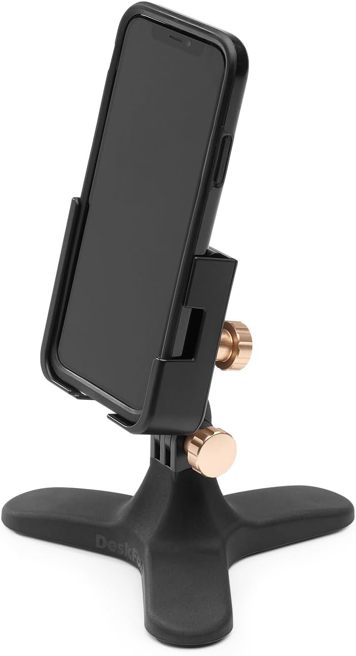 WeatherTech DeskFone Two View Universal Phone Holder for Flat Surfaces, Office, Kitchen, Nightstand - Rose Gold Metal Knobs - Image 3