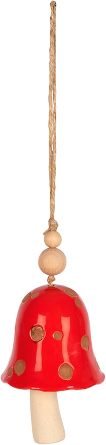 Carson 14 Red Toadstool Ceramic Bell  Stoneware Decorative Bell for Mushroom Home Decor  Toadstool Home Decor - Image 4