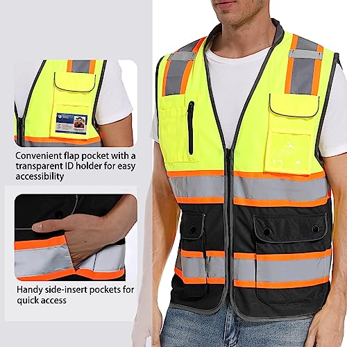 ArcRidge Reflective Safety Vest for Men and Women - High Visibility Construction Vest - Dual Tone Reflective Strips (Yellow-Black, Small) - Image 2