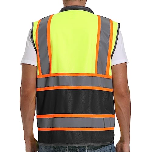 ArcRidge Reflective Safety Vest for Men and Women - High Visibility Construction Vest - Dual Tone Reflective Strips (Yellow-Black, Small) - Image 4