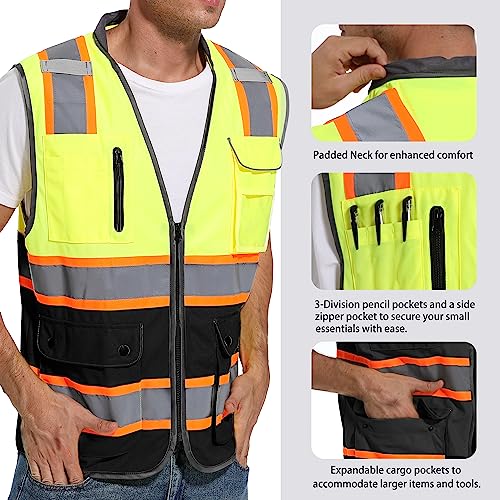 ArcRidge Reflective Safety Vest for Men and Women - High Visibility Construction Vest - Dual Tone Reflective Strips (Yellow-Black, Small) - Image 3