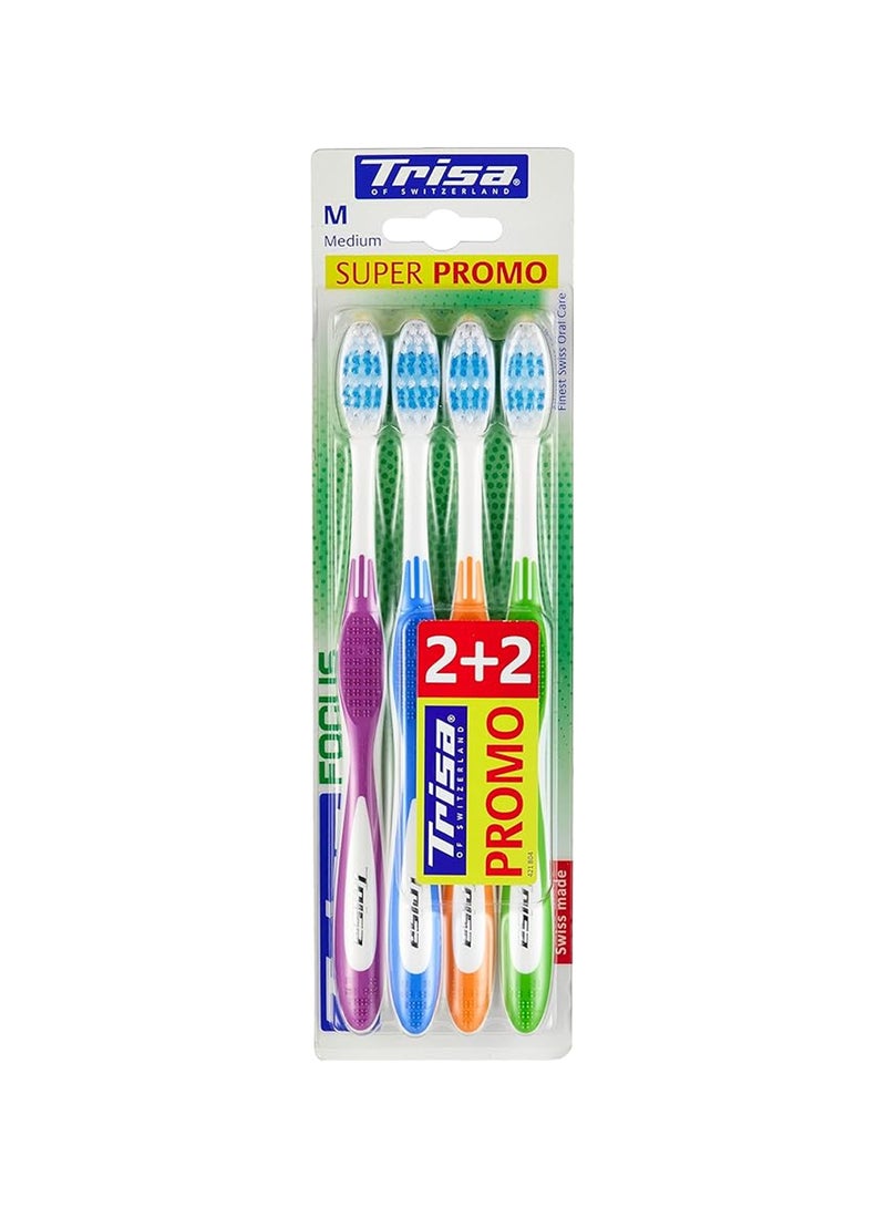 TRISA Focus Medium Toothbrush 4Pc - Image 1