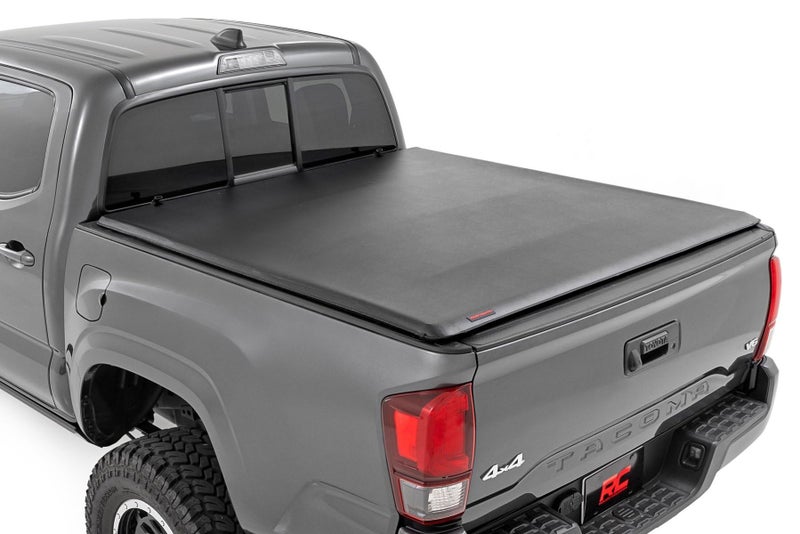 Rough Country Soft Roll-Up Truck Bed Cover, Truck Tonneau Covers for Toyota Tacoma (2016-2023) - 5' Weather-Resistant Toyota Tacoma Bed Cover, Soft Roll-Up Tacoma Bed Cover - 42716501 - Image 1