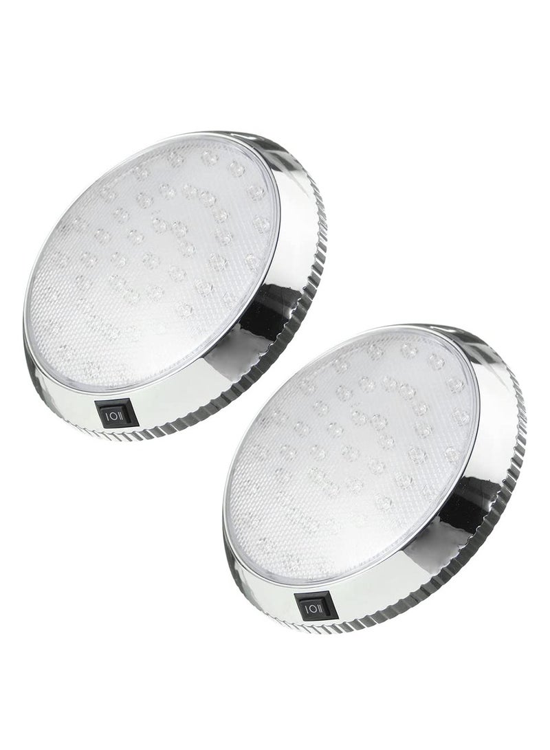 Excefore RV Interior Light, 2 Pcs LED Ceiling Dome Light with 46 LED, DC 12V Downlight for Campervan, Motorhome, Vehicle, Boat, Trailer, Marine -Round White  - Image 1