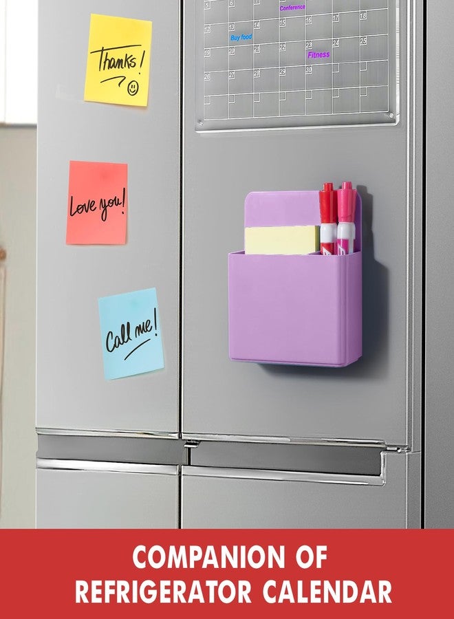 BEYGORM 2 Pack Plastics Magnetic Pen Holder for Refrigerator, Dry Erase Marker Holder for Whiteboard，Magnet School Locker Organizer Accessories, Pencil Cup, Pen Caddy, Classroom Organization(Purple) - Image 5