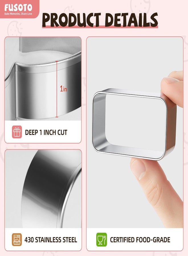 FUSOTO 6PCS Rectangle Cookie Cutters Set, Stainless Steel Kitchen Baking Supplies, for Biscuit, Homemade Cookies, Cake Decorating, Geometric Cookie Cutter, (1.5", 2", 2.5", 3", 3.5", 4"), Rectangle - Image 5