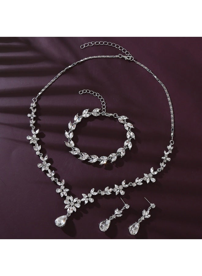 NIBEMINENT Vintage Luxury Crystal Necklace and Earring Set
