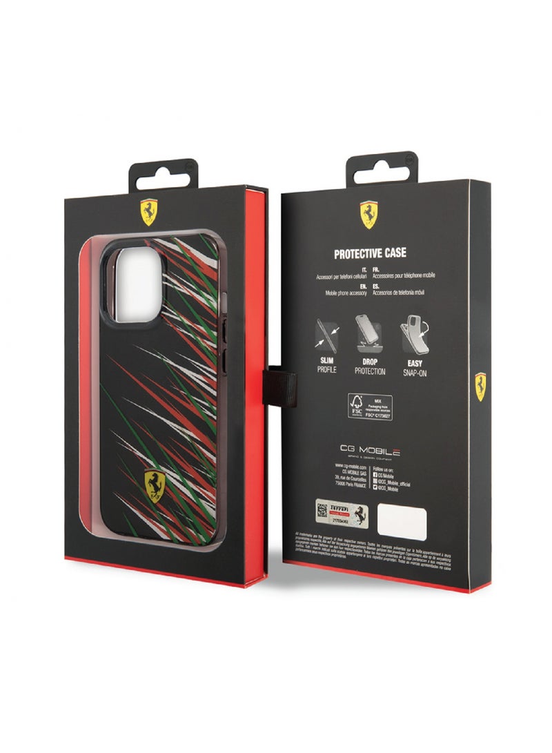 فيراري كفر ايفون 14 بولي كربون وسيلكون طباعة مزدوجة فيراري أسود Ferrari PC/TPU Case With Double Layer Grass Print - Image 4