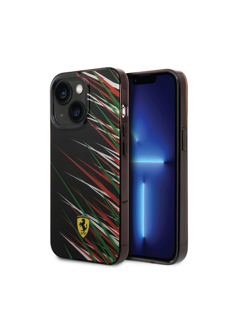فيراري كفر ايفون 14 بولي كربون وسيلكون طباعة مزدوجة فيراري أسود Ferrari PC/TPU Case With Double Layer Grass Print - Image 2