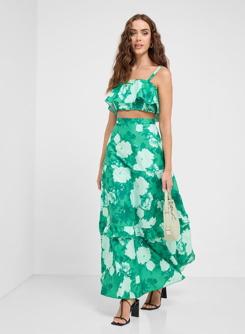 Ginger Strappy Floral Print Crop Top & Skirt Coord Set  - Image 1