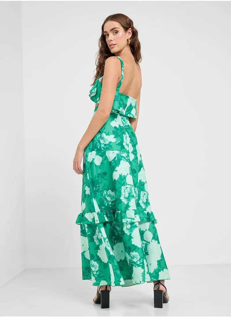 جينجر Strappy Floral Print Crop Top & Skirt Coord Set