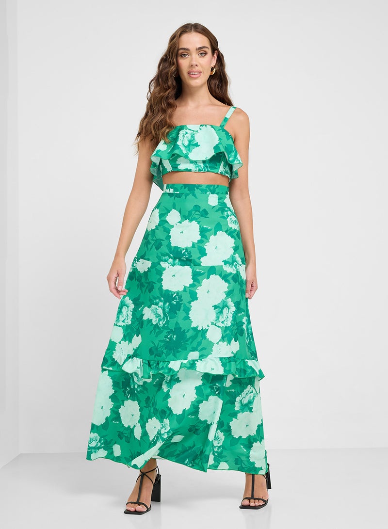 Ginger Strappy Floral Print Crop Top & Skirt Coord Set  - Image 5