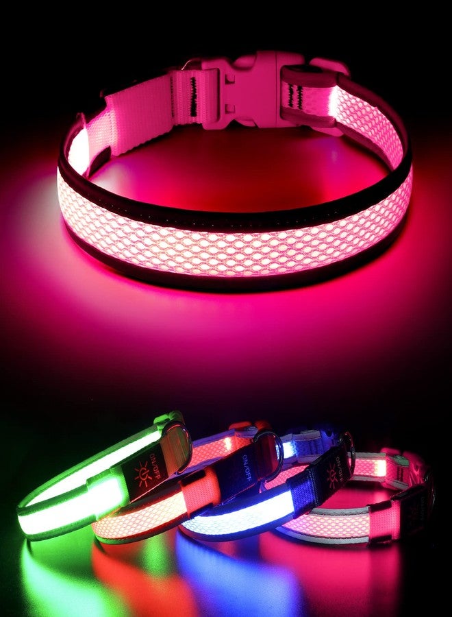BSEEN Light up Dog Collar Lights for Night Walking - Waterproof LED Dog Collar light Rechargeable Glow in The Dark Dog Collars for Small Dogs (Pink, Small) - Image 1