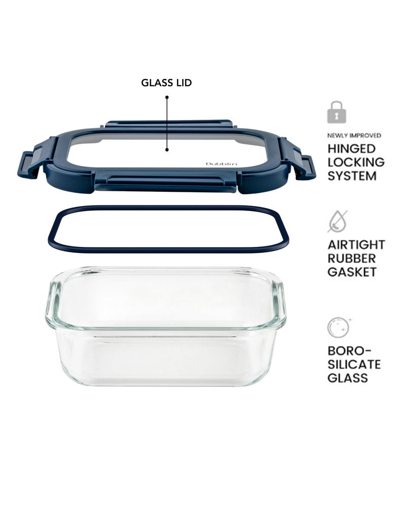 DUBBLIN Keep In Glass Borosilicate Glass Container 630ml - Rectangular, Clear | Oven, Freezer & Microwave Safe Storage Solution (1 Piece) - Image 3
