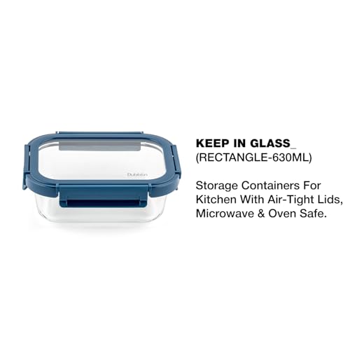 DUBBLIN Keep In Glass Borosilicate Glass Container 630ml - Rectangular, Clear | Oven, Freezer & Microwave Safe Storage Solution (1 Piece) - Image 2